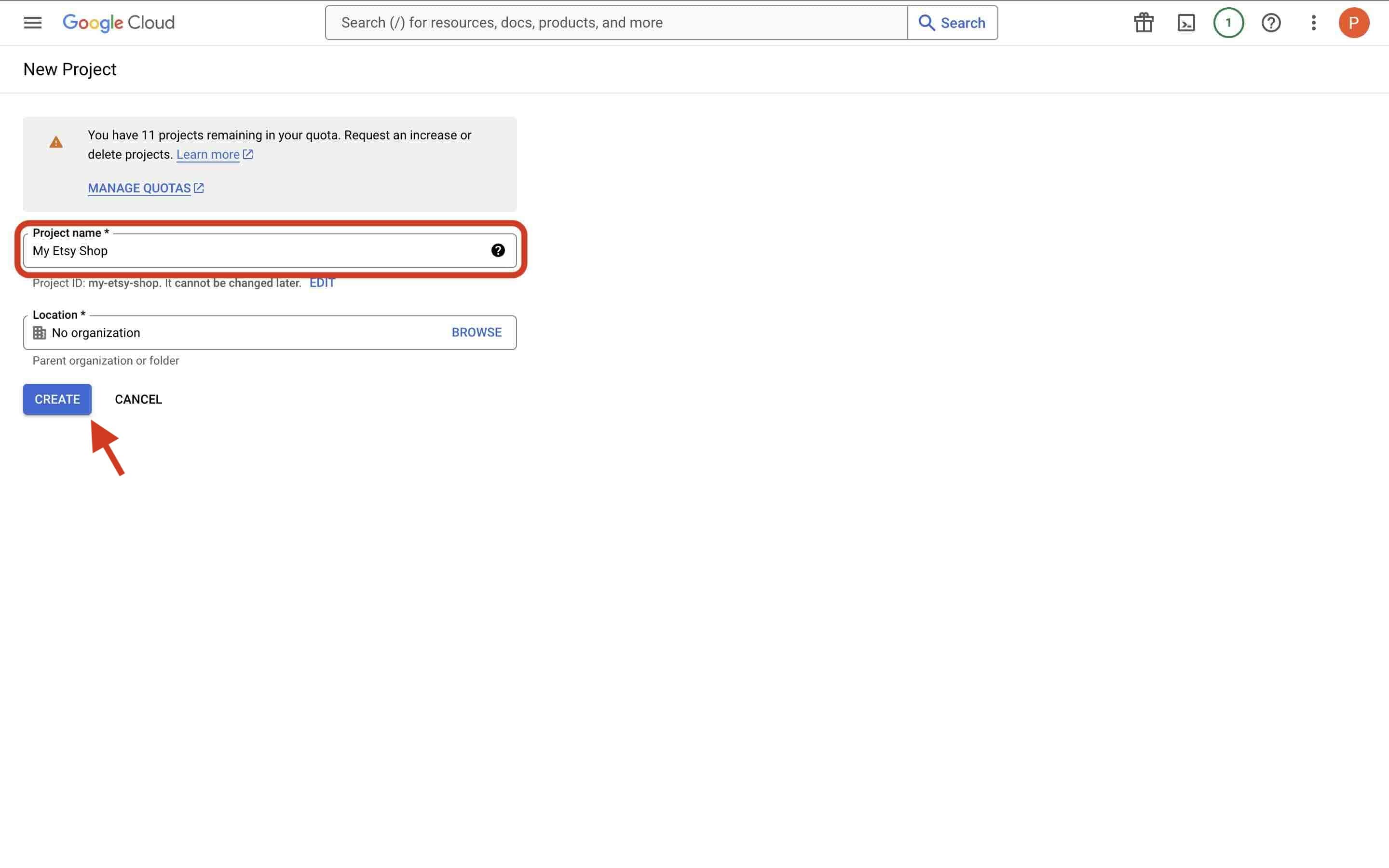 Creating Google Cloud Project
